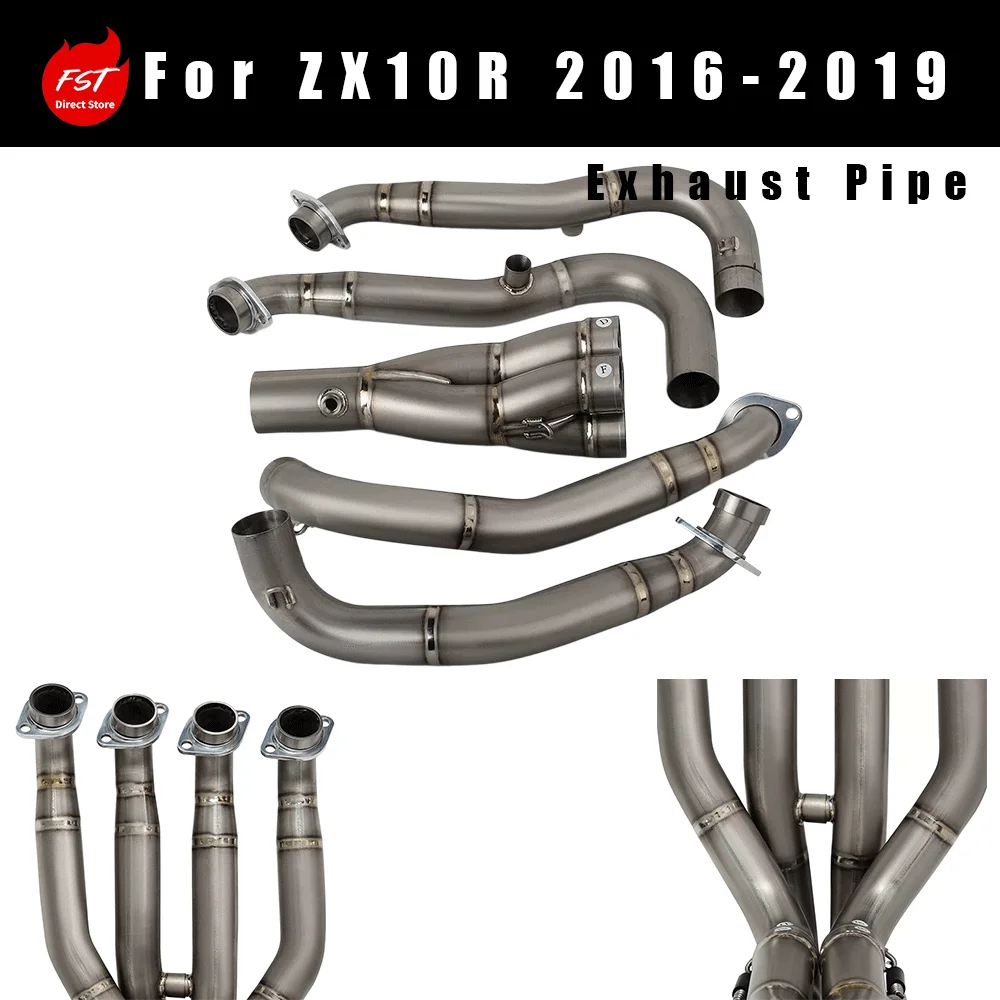 Titanium Front Exhaust Pipe for Motorcycle Modification, Fits  ZX10R 2016-2019 Models