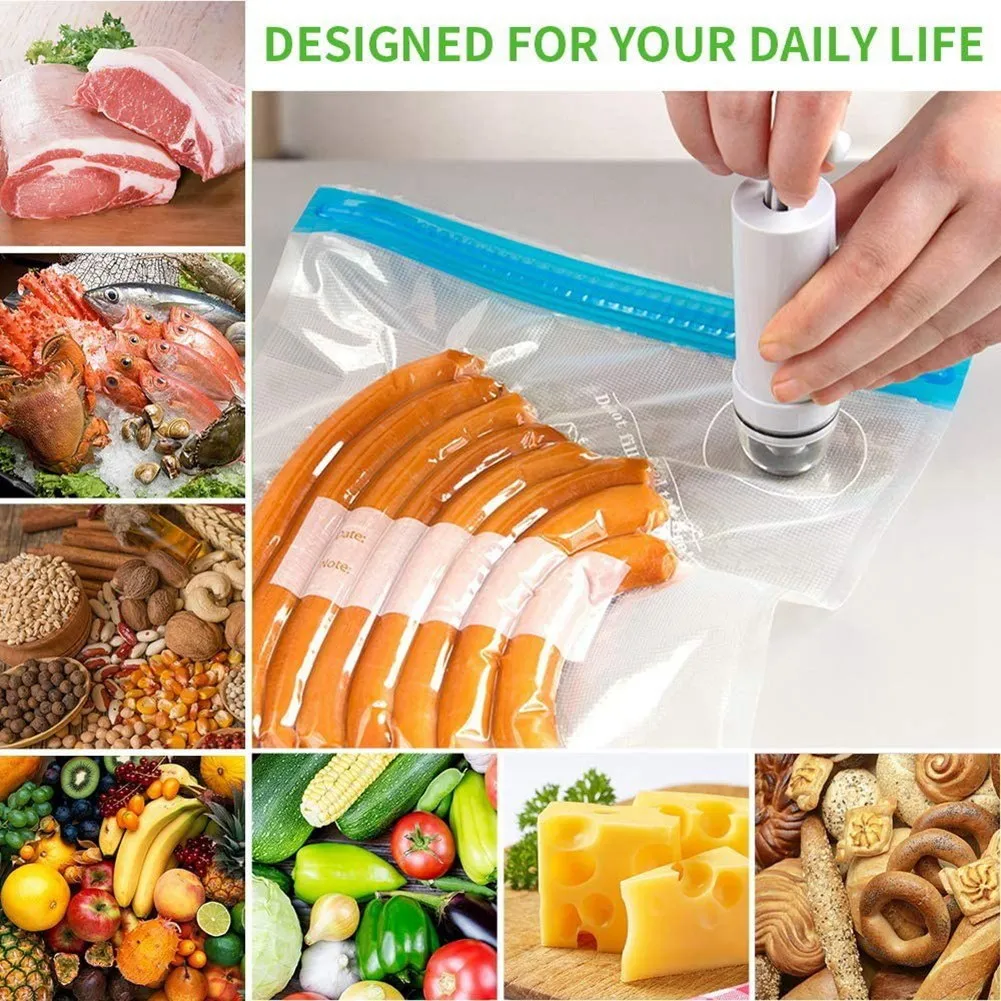 Sous Vide bags เครื่องซีลเก็บอาหารไฟฟ้าใช้ซ้ำได้20แพ็คพร้อมปั๊มมือ1อันถุงปิดผนึก3ขนาด4คลิป