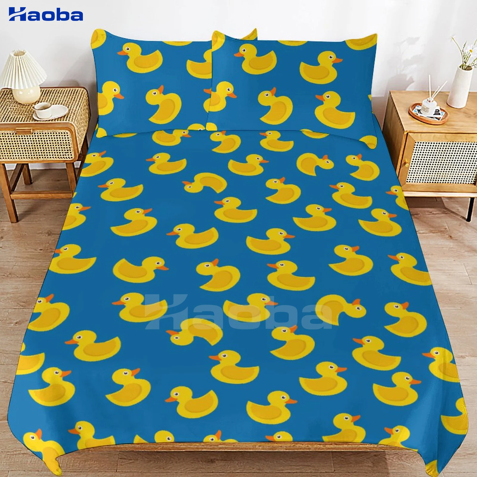 Little Yellow Duck Three Piece Bedding Set Children or Adults for Beds Quilt Covers Birthday Gifts for Women Men