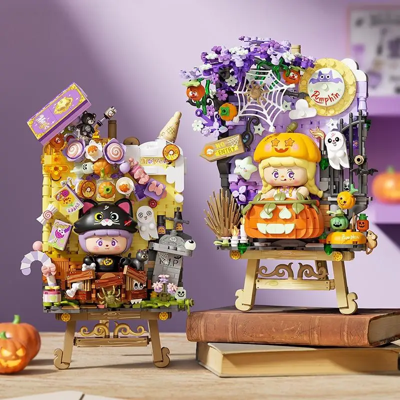 

DIY Хэллоуин забавная тыква трехмерная живопись милые мелкие частицы строительные блоки сращивание строительных блоков игрушка в подарок