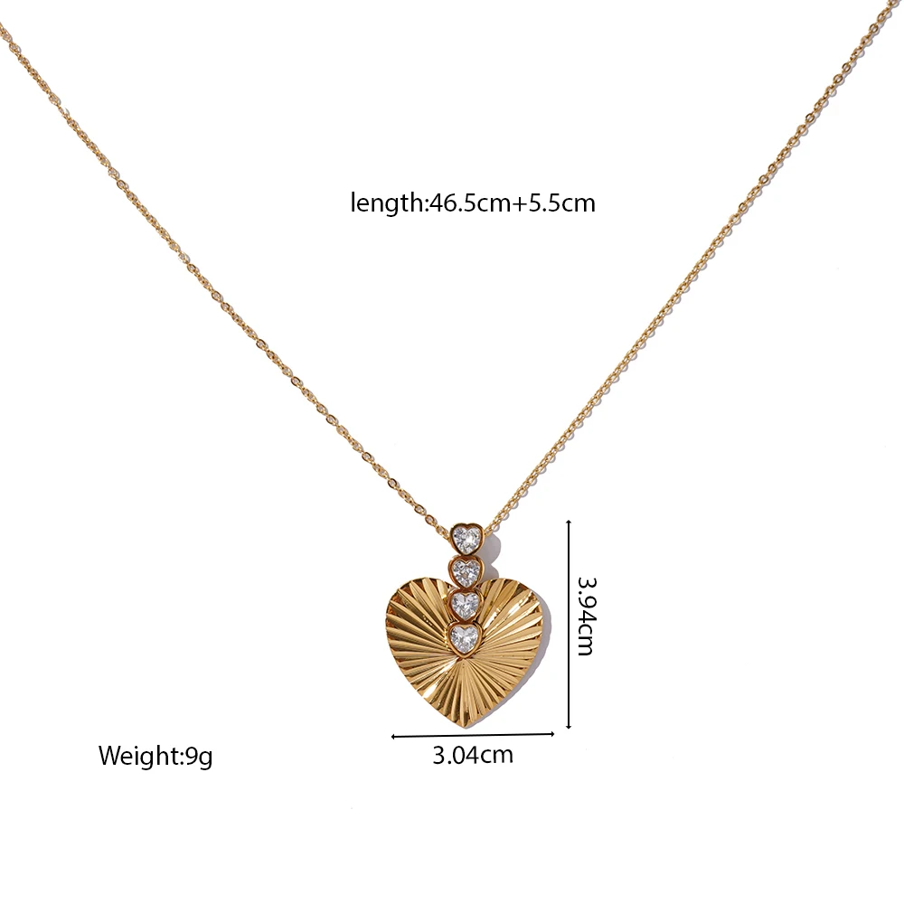 Fashionable Heart-Shaped Diamond Jewellery Necklace Stainless Steel Material Waterproof And Colorfast Accessories