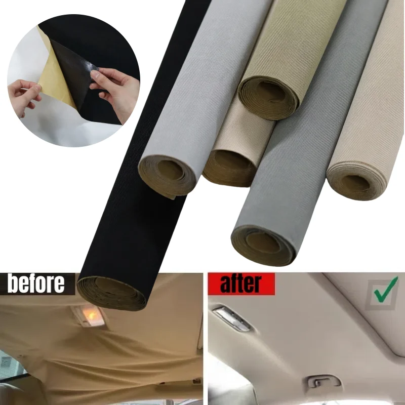 

Car Headliner Self Adhesive Repair Fabric Car Roof Cloth Stickers Decorate Modification Replacement for Car SUV RV Truck Ceiling
