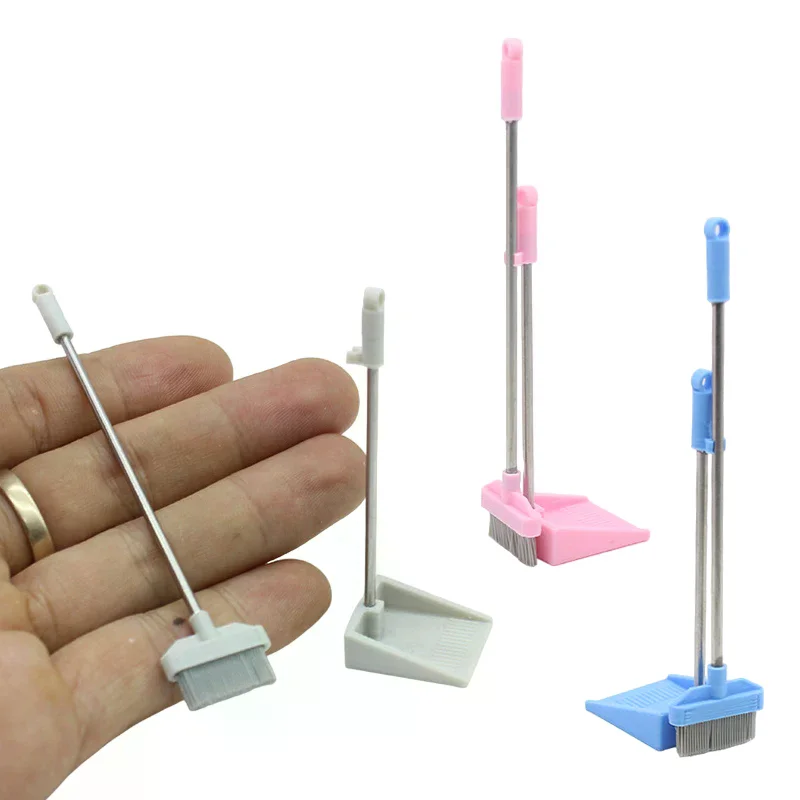 1:12 Dollhouse Mini Dustpan Cleaning Tool Set Miniature Household Scene Layout Decor Prop Accessory