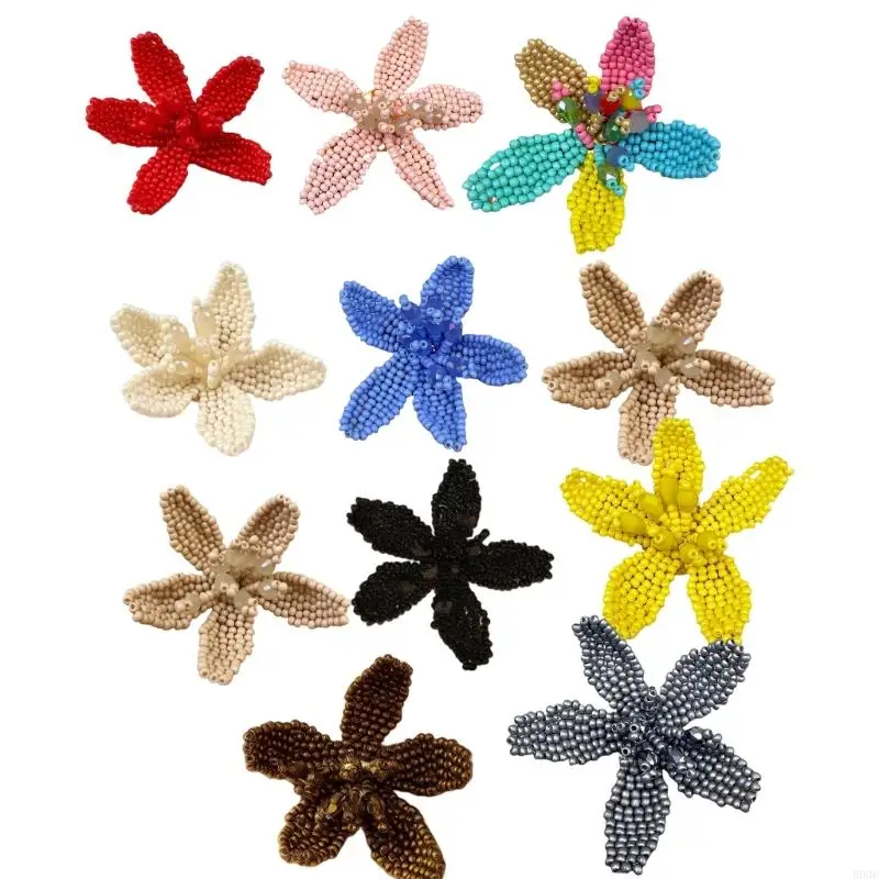 3 Stück Perlen Blumenapplikationen Bekleidungsverzierung für Schuhanhänger Kleidung Tasche Dekoration Haarschmuck Nähen Handwerk – Detail 1