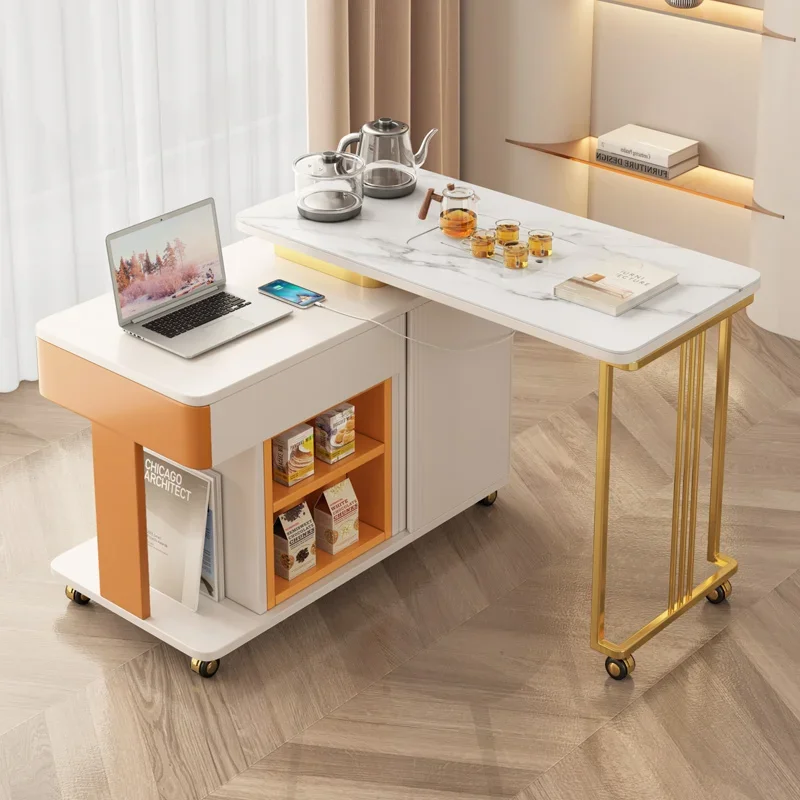 

Multifunctional Tea Table Foldable Coffee Table Household Minimalist Tea Cabinet Living Room Balcony Mobile Tea Cart Small Tea
