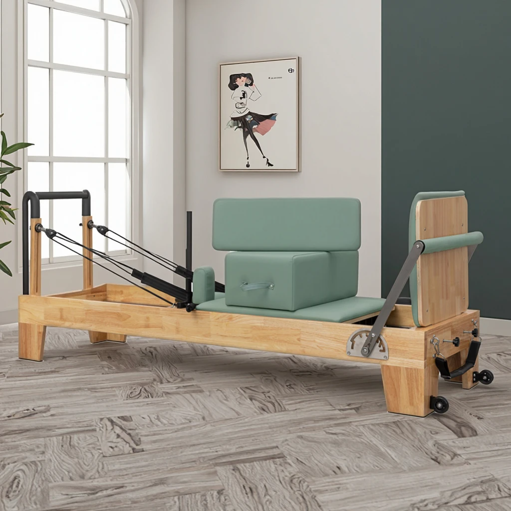 Customized Foldable Oak Reformer Folding Pilates Reformers Portable and Adjustable Yoga Studio Machine Durable and Healthy