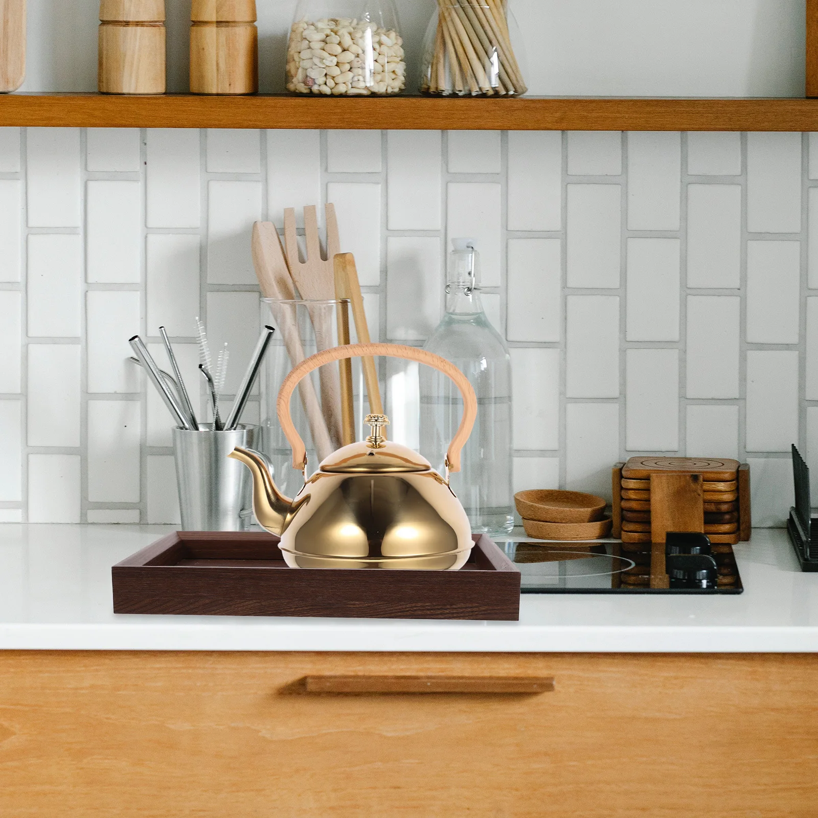 

Rectangular Wooden Serving Tray Black Walnut Tea Tray for Cosmetics Jewelry Display Food Storage Home Bar Hotel Decor