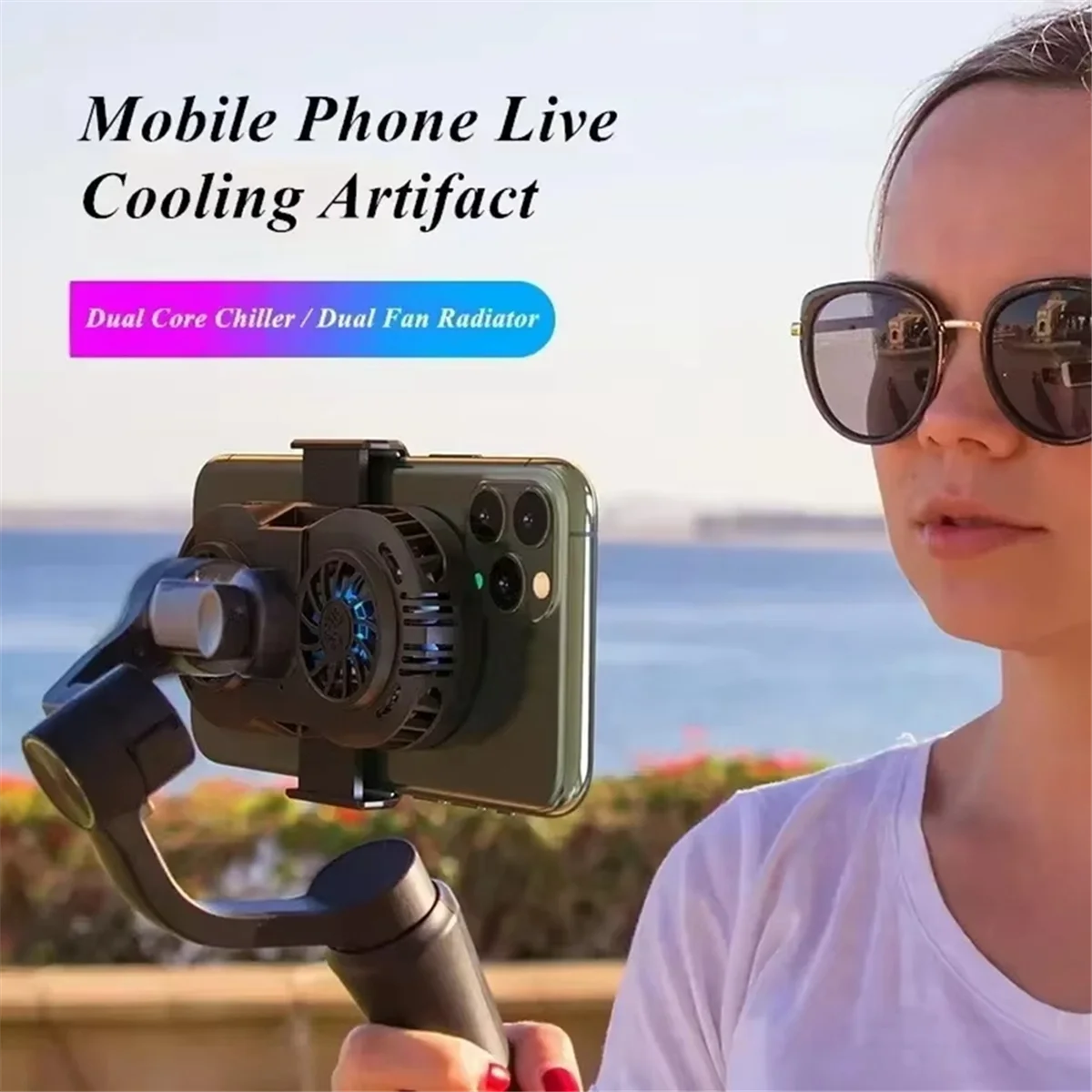 2025 + الهاتف المحمول أشباه الموصلات مراوح التبريد المزدوج المبرد 3 سرعات قابل للتعديل لعبة برودة ل IOS أندرويد البث المباشر B #3