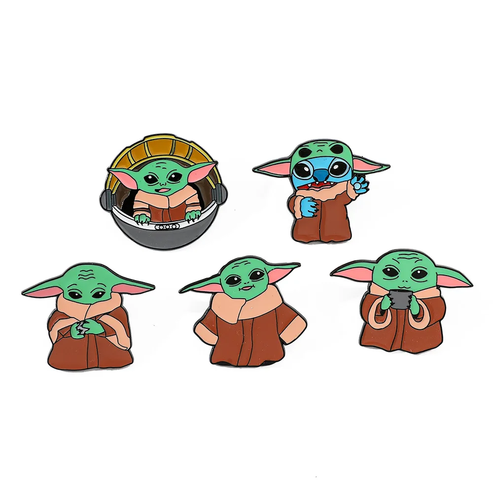 Cartoon Cute Yoda Baby Enamel Lapel Pin Brooches Disney Movie Wars Master Yoda Badge Brooch Backpack Jacket Jewelry Accessories