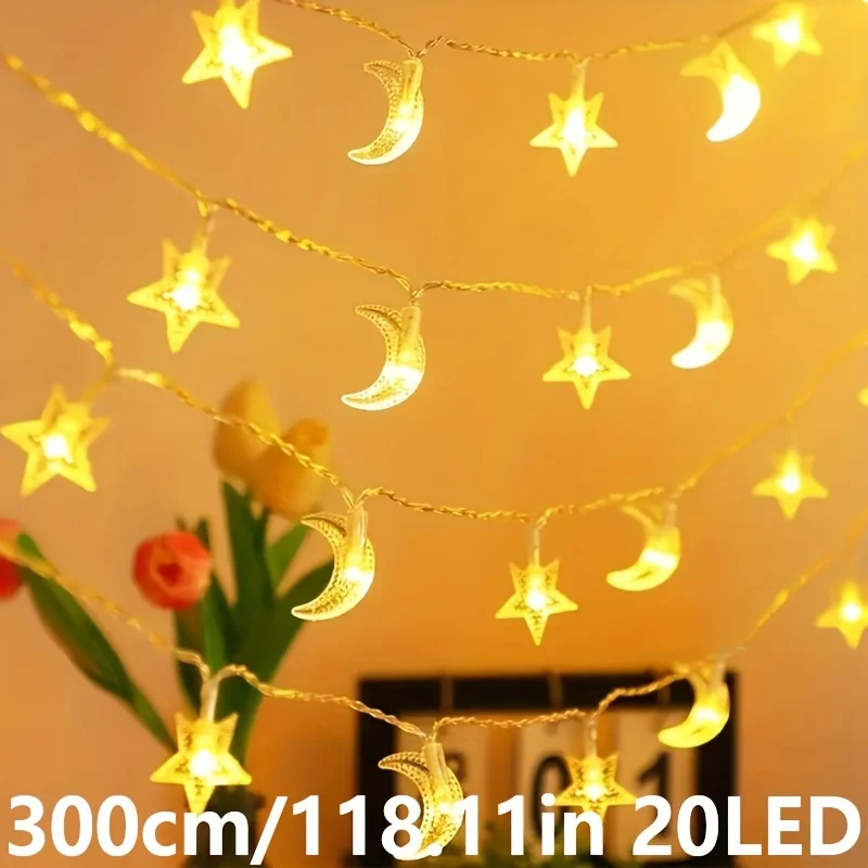 30LED 별 달빛 요정 스트링 조명, 배터리 작동 크리스마스 요정 간랜드 조명, 휴일 파티 침실 테마 장식