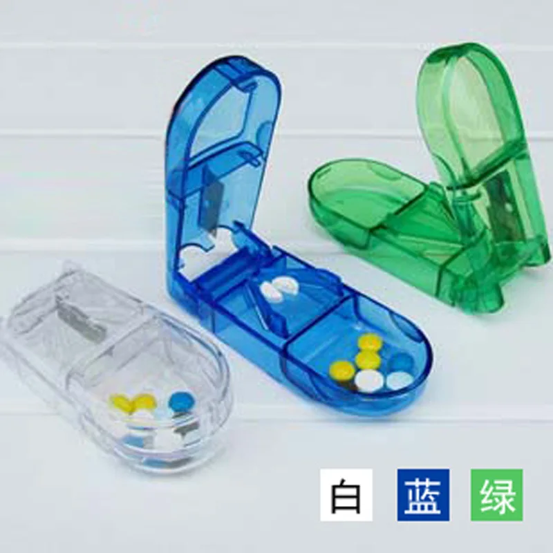 Pill Cutter Portable 1/2 1/4 Tablet Splitter Medicine Divider with Mini Storage Pill Box for Easy Carrying