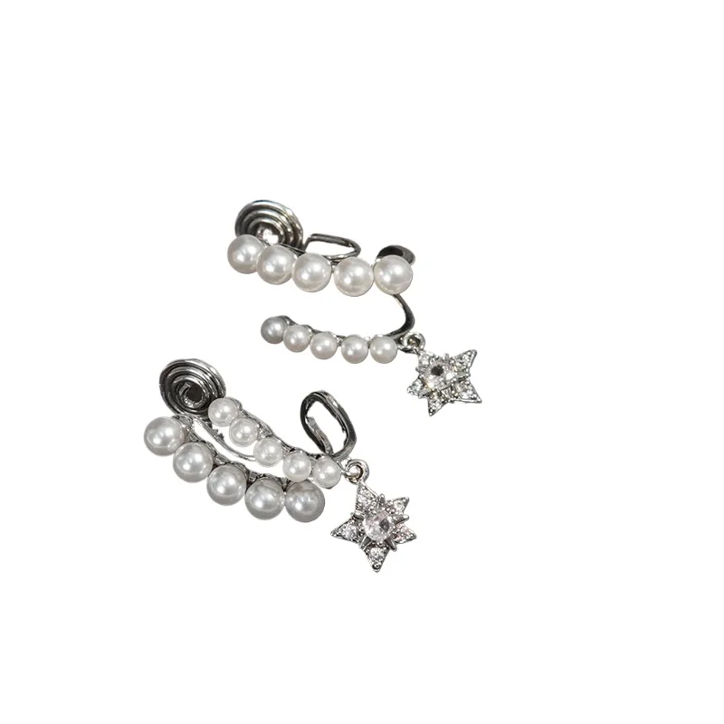 

Double pearl earrings, star mosquito coil disc earclips, premium earrings.