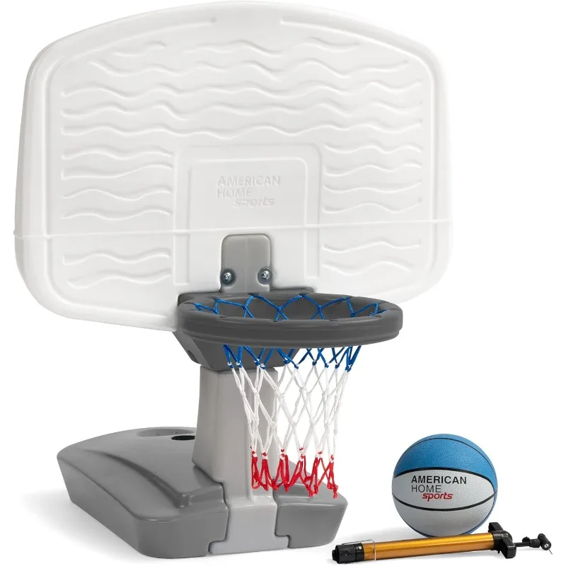 Simplay3 Pooltime Juego de aro de baloncesto para piscinas, incluye pelota, bomba y red a partir de 8 años, fabricado en EE. UU., gris