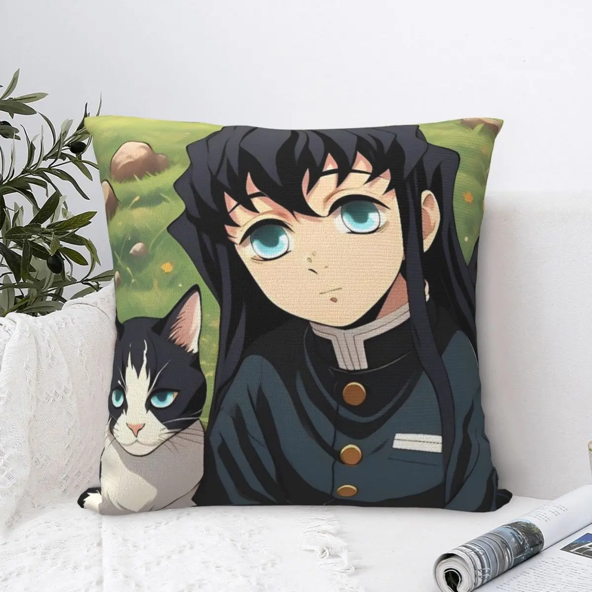 Mist Hashira Muichiro Tokito Pillowcase Polyester Cushion Cover Decorations Anime Demon Slayer Pillow Case Cover Chair Zipper