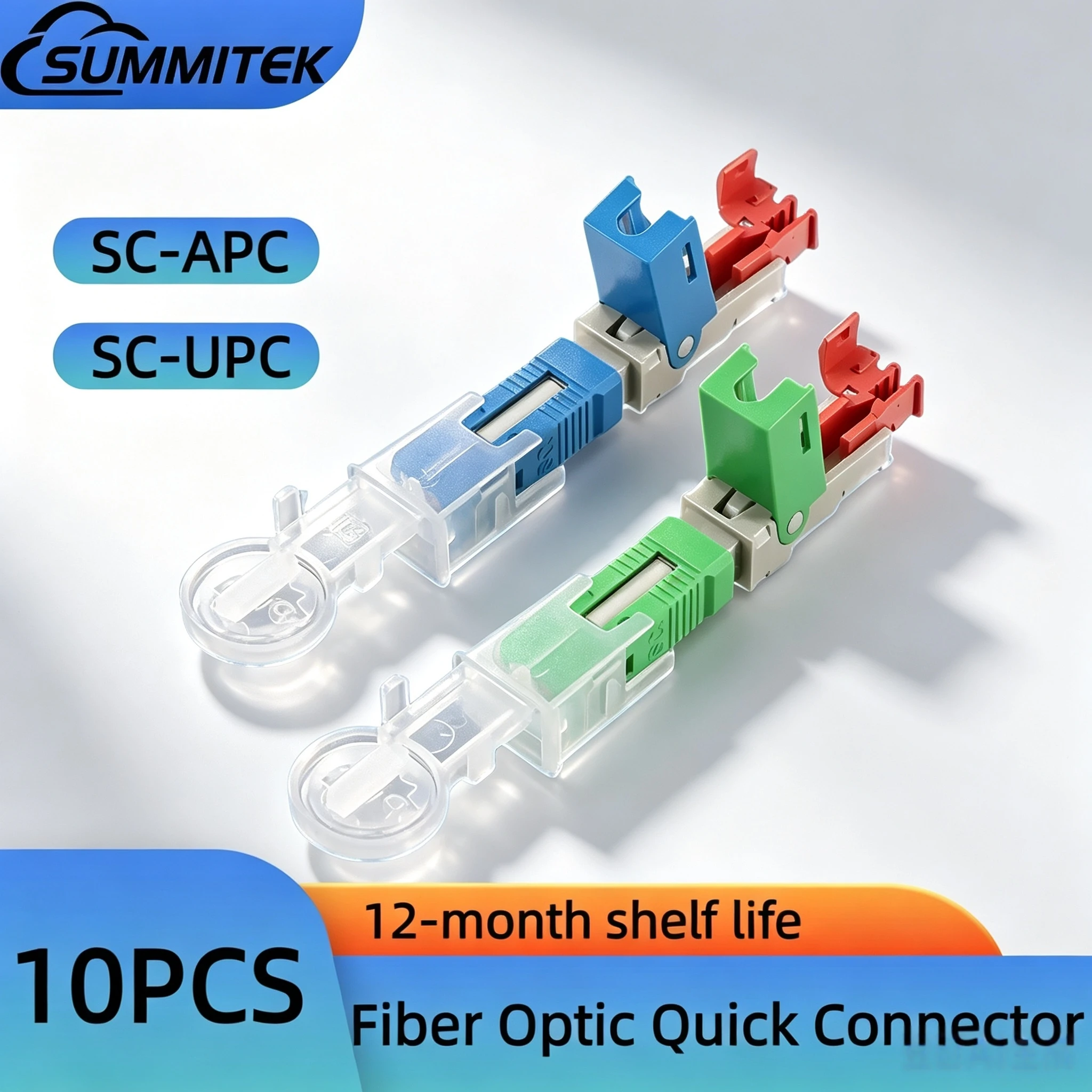 SUMMITEK 1/5/10PCS SC APC UPC SM Single-Mode Fiber Optical Connector FTTH Tool Snap-on Fast Assembly Fiber Optic Fast Connector
