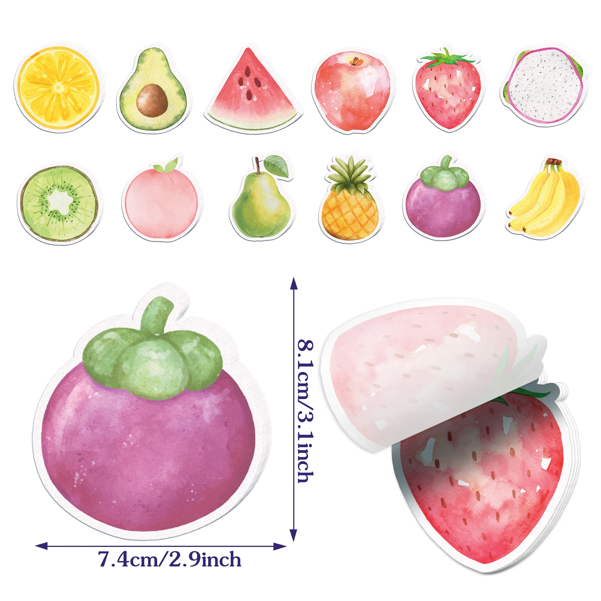 12/24/36pcs Fruits Shaped Sticky Notes Set, Self-Stick Notes Pads, Lemon Pattern Refrigerator Memo Pads for Gifts Supplies