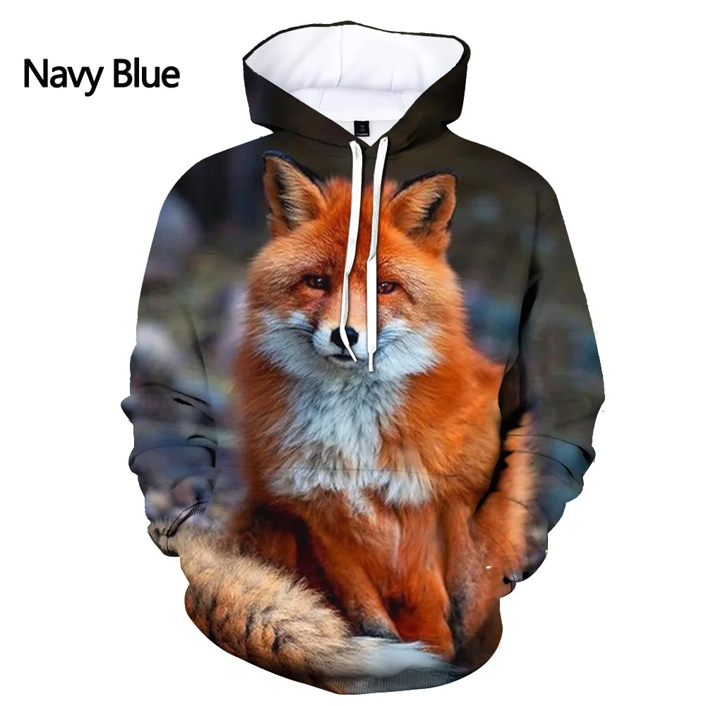 Hoodies 3D Print Cute Animal Foxes Sweatshirts Boy Girl Unisex Oversized Hooded Sweatshirts Kids Fashion Pullovers Clothes Coat