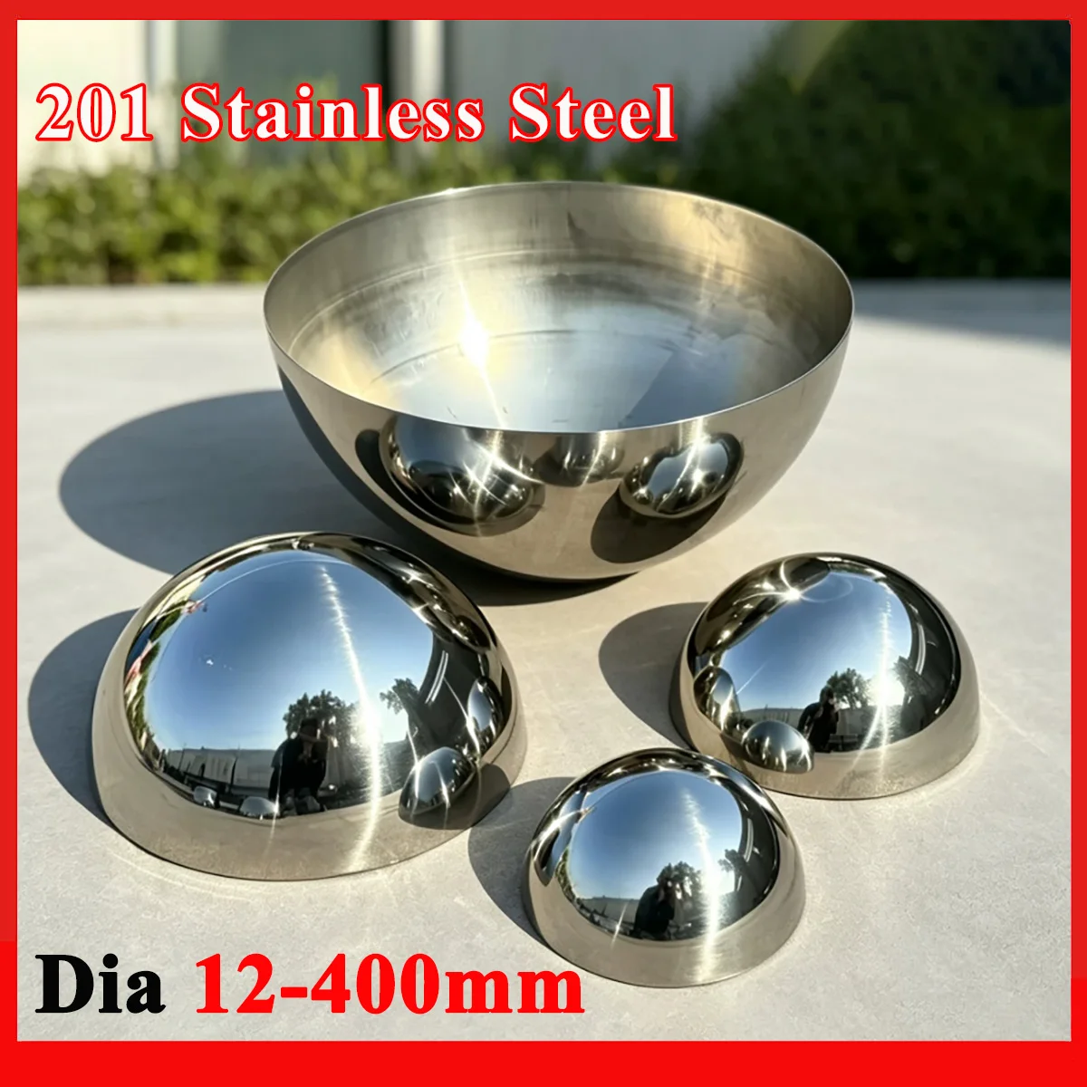 201 Stainless Steel Semi Spherical Ball Ø 12-400mm Thick 1/1.2/1.5/2mm Mirror Finish Spherical Mold Plug Decor Hollow Hemisphere