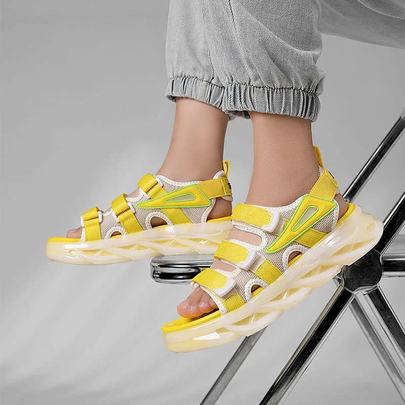 

Yellow Jelly Summer Sandals For Men Fashion HOOk&LOOP Platform Sandals Men Comfortable Non-slip Men's Sandals sandalias hombre