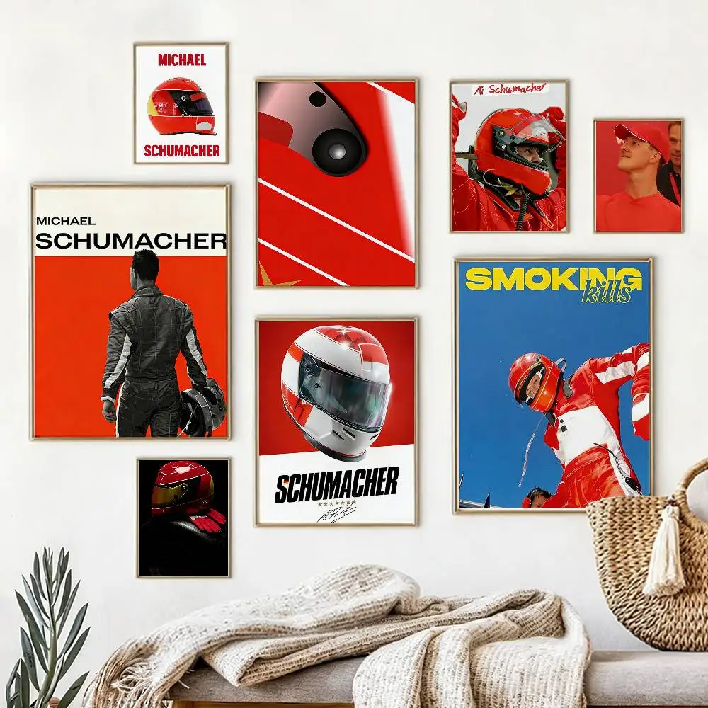 

Racing Driver M-Michael S-Schumacher Poster Waterproof Wall Art Sticker For Bar Living Room Decor High Quality Print Gift