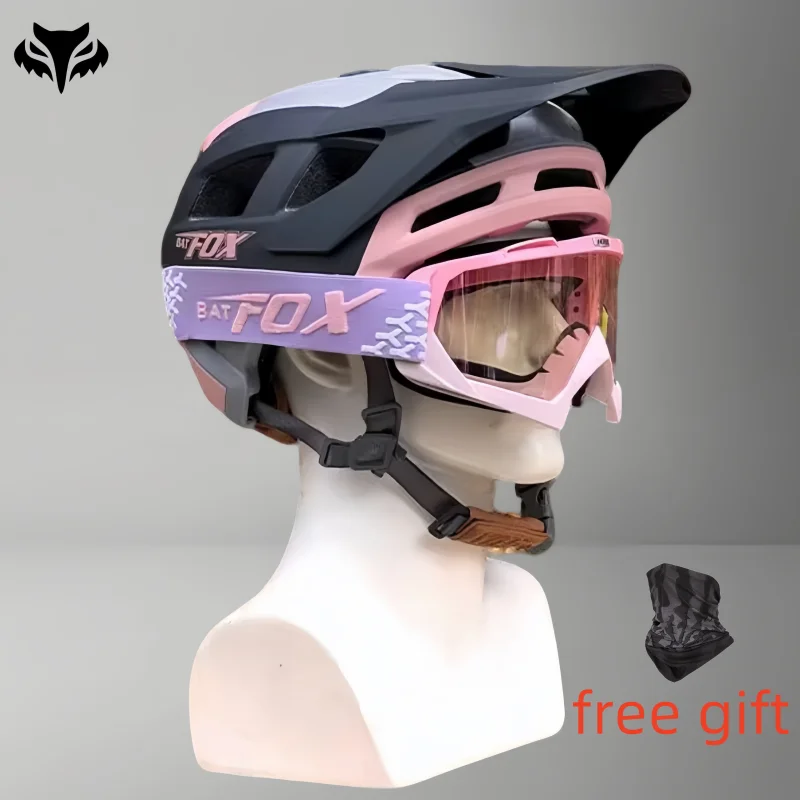 

BATFOX Bicycles Helmet DH BMX MTBBike Mountain Cycling Helmet With Protective Goggles casco bicicleta for Youth Adults Women Man