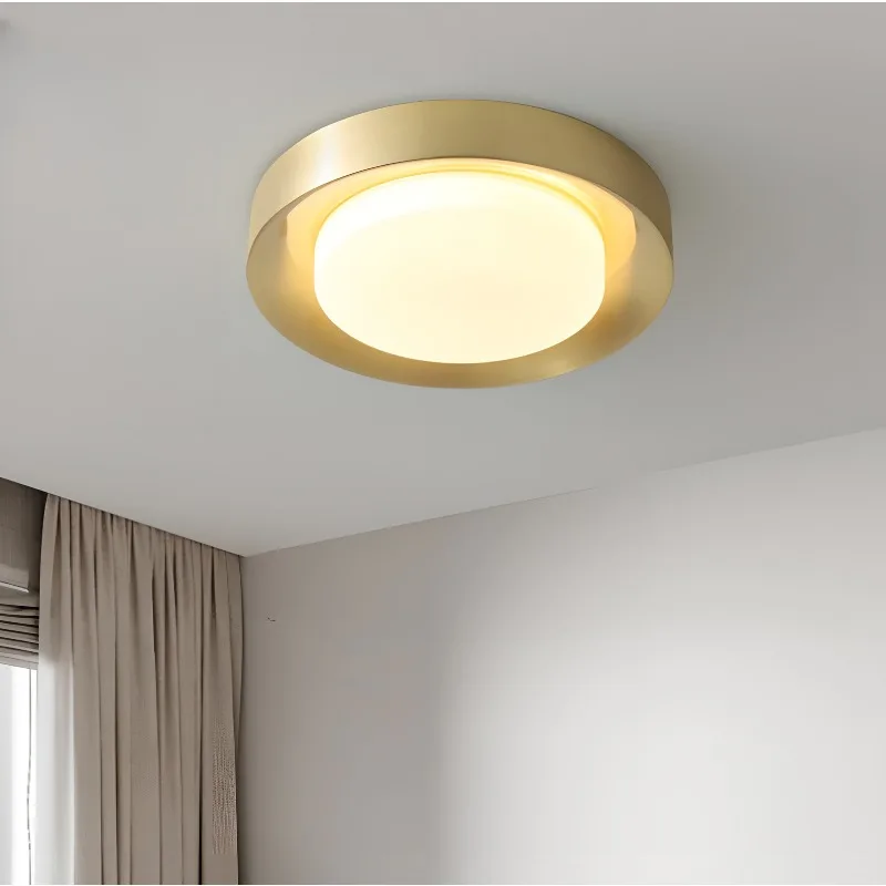 Led Brass Ceiling Light Nordic Modern Home Decoration Copper Lights Bedroom Living Room Decor Luxury Round Glass Ceiling Lamp