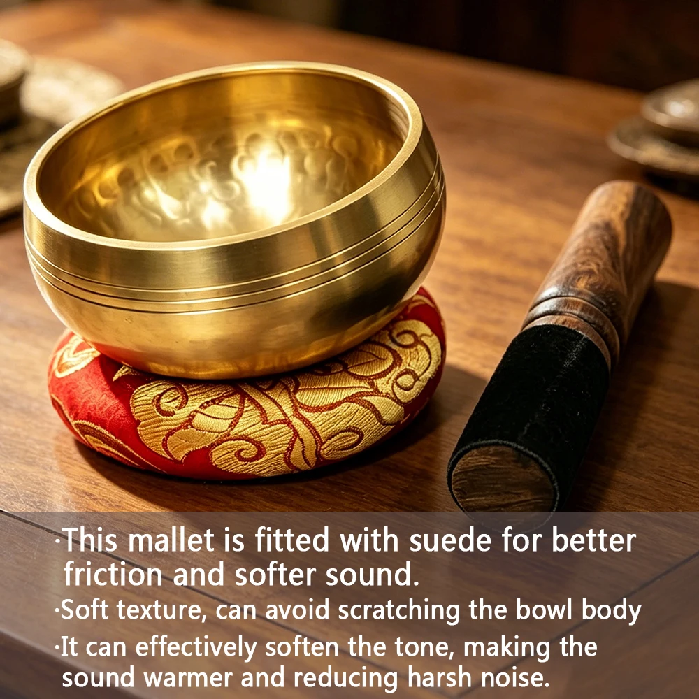 Handcrafted Brass Meditation Singing Bowl Set