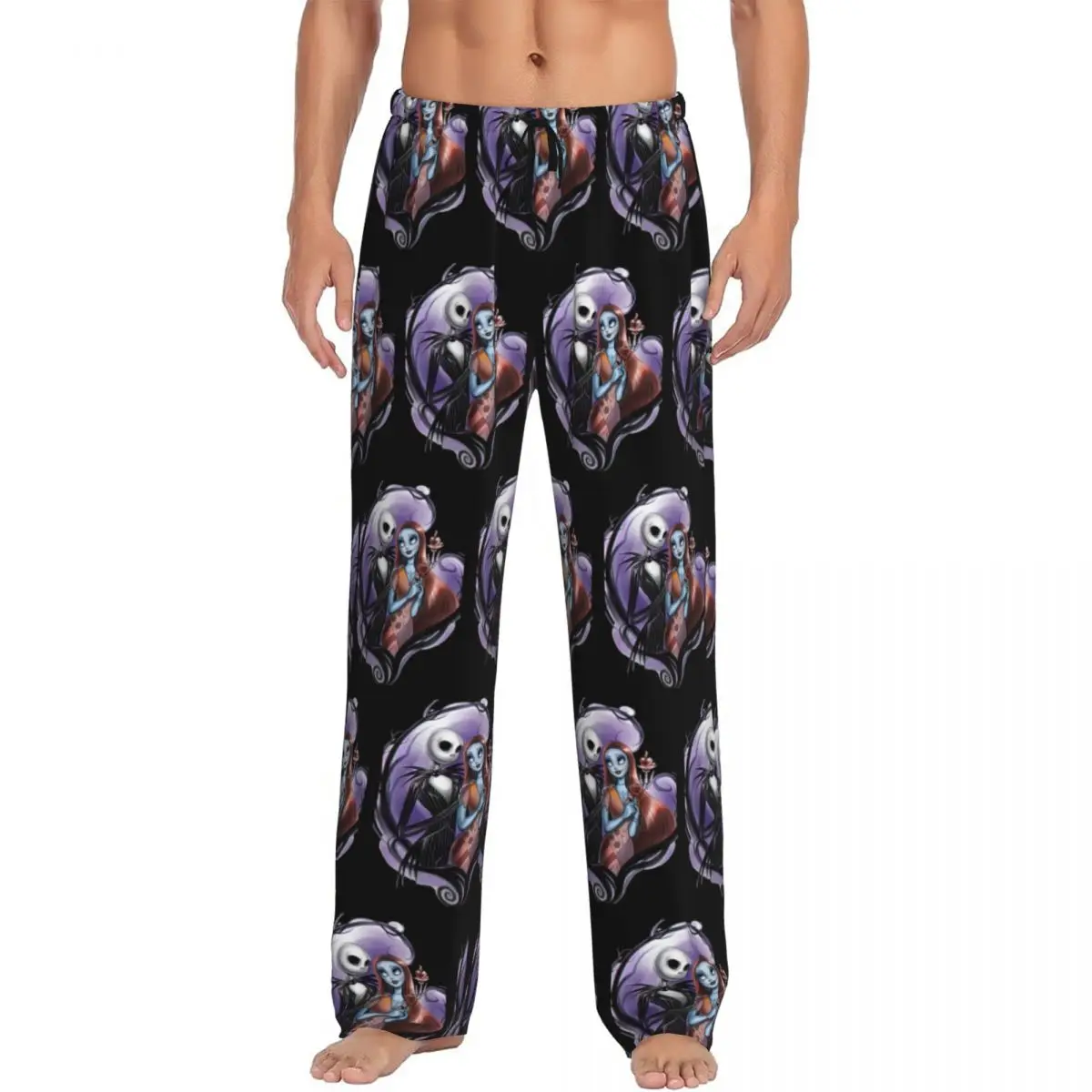 

Custom Printed Men The Nightmare Before Christmas Pajama Pants Jack Skellington And Sally Sleepwear Sleep Bottoms with Pockets