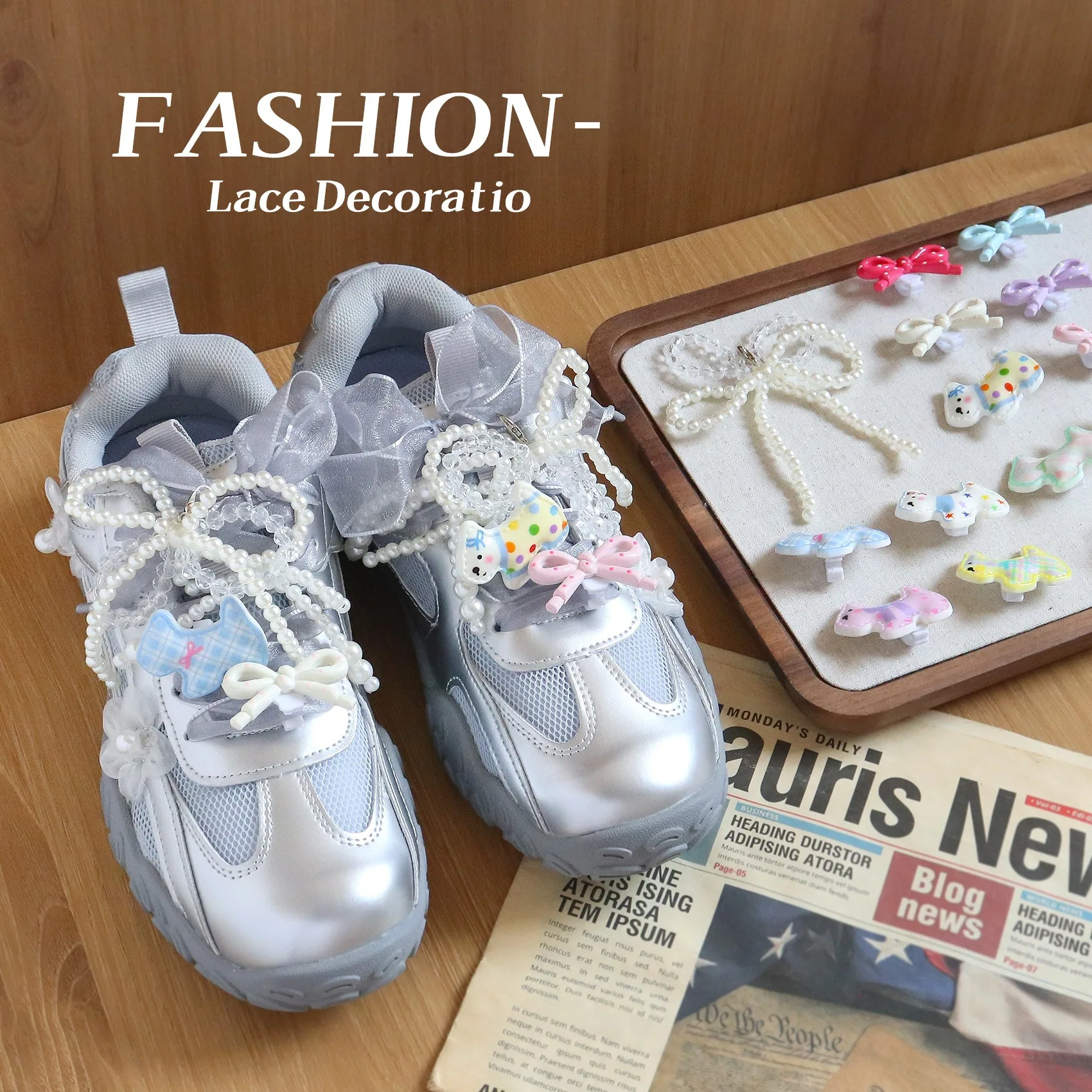 Removable Cartoon Puppy Shoe Ornaments Sweet Small Bow Shoelace Charms Clips Fashion DIY Decor Accessories for Girls Casual