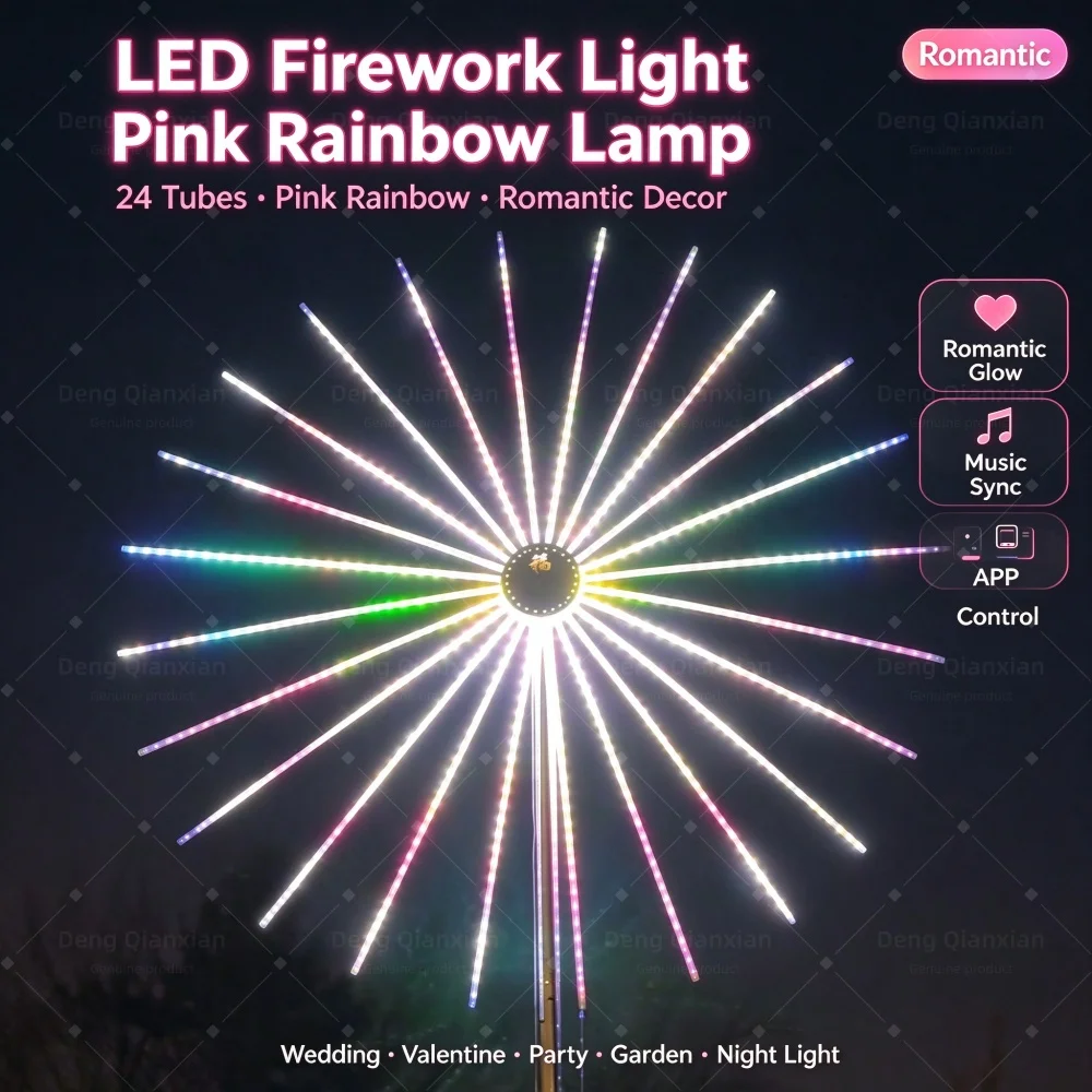 LED Firework Lamp, 5th Gen Sound Activated, Double-Sided Glow, Large Diameter, Waterproof, APP Bluetooth, Festival