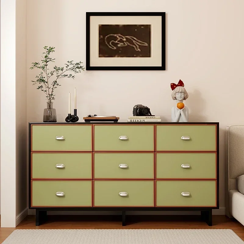 Home Furniture Showcase Solid Wood Retro Living Room Drawer Cabinet Storage Locker Dresser Drawer Type Storage Cabinets Display