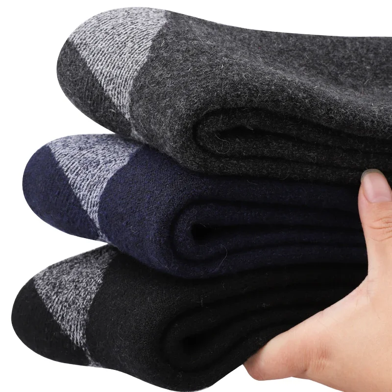 3 Pairs New Thicken Wool Socks Snow Terry Merino Wool Socks Winter Warm Plush Sock for Men Outdoor Sports Middle Tube Socks