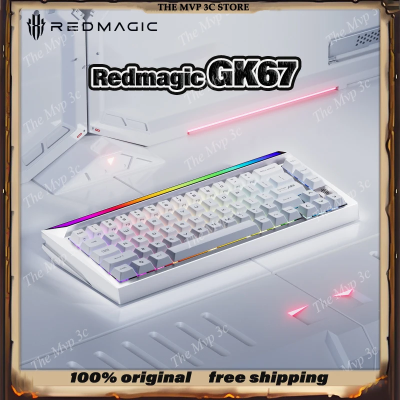 

2025 Nubia Redmagic GK67 Ice Blade Магнитный переключатель из алюминиевого сплава с ЧПУ Игровая клавиатура Проводной датчик Холла 8K RT0.005MM Горячая замена