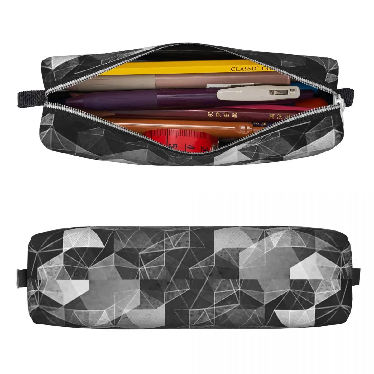 Geometric Abstract Space Pencil Case Pencilcases Pen for Student Large Storage Bags Students School Zipper Stationery