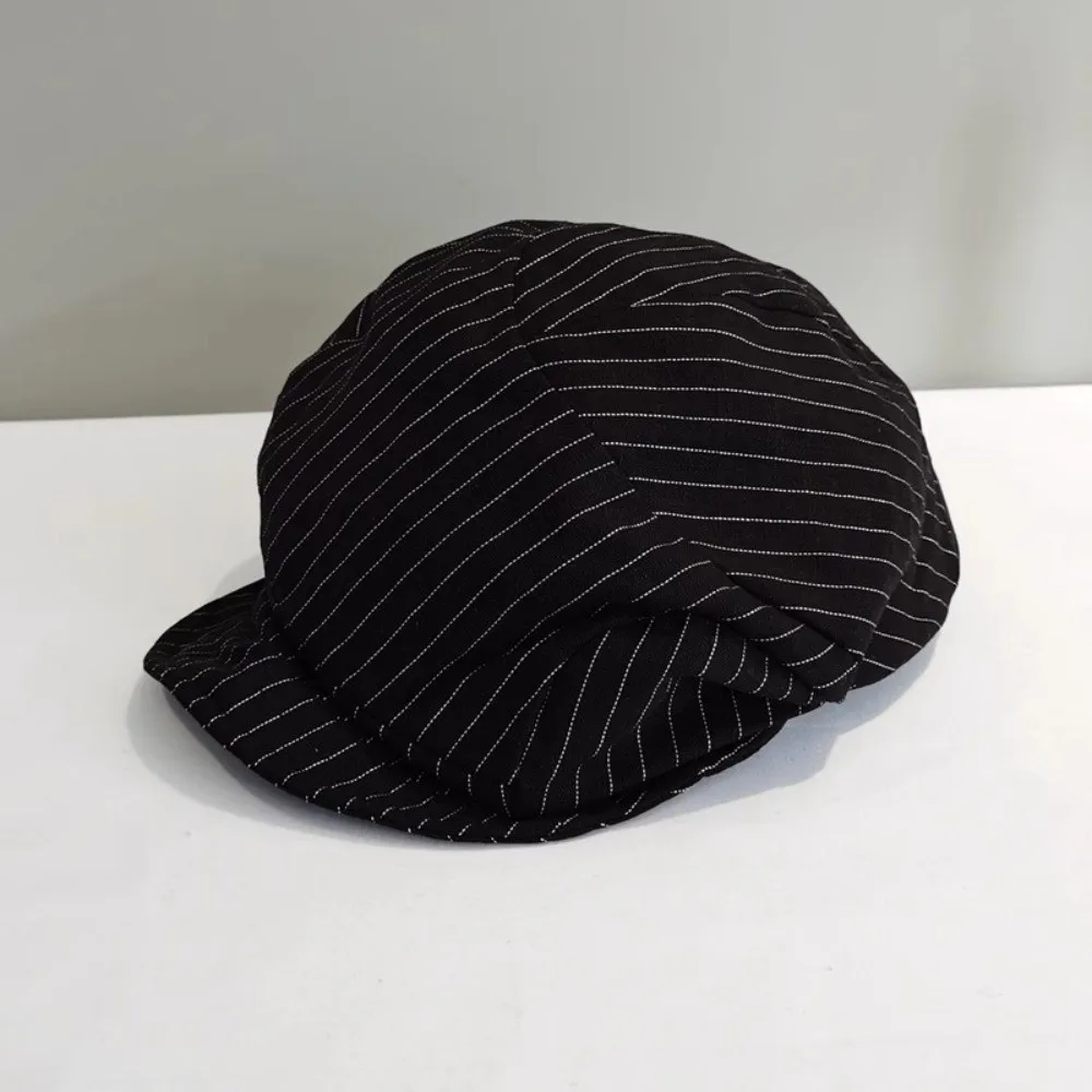 Fashion Cotton and Linen Striped Berets Y2k Thin Octagonal Hat Short Brim British Cap Painter Caps Daily