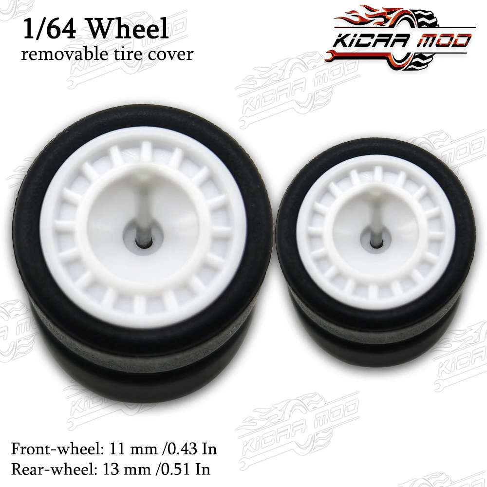 1/64 RLC Premium Wheels with Slick Tires for Hot Wheels RLC Muscle Car Closed Spoke Model Car Refitting Parts D:11mm+13mm (1Set)