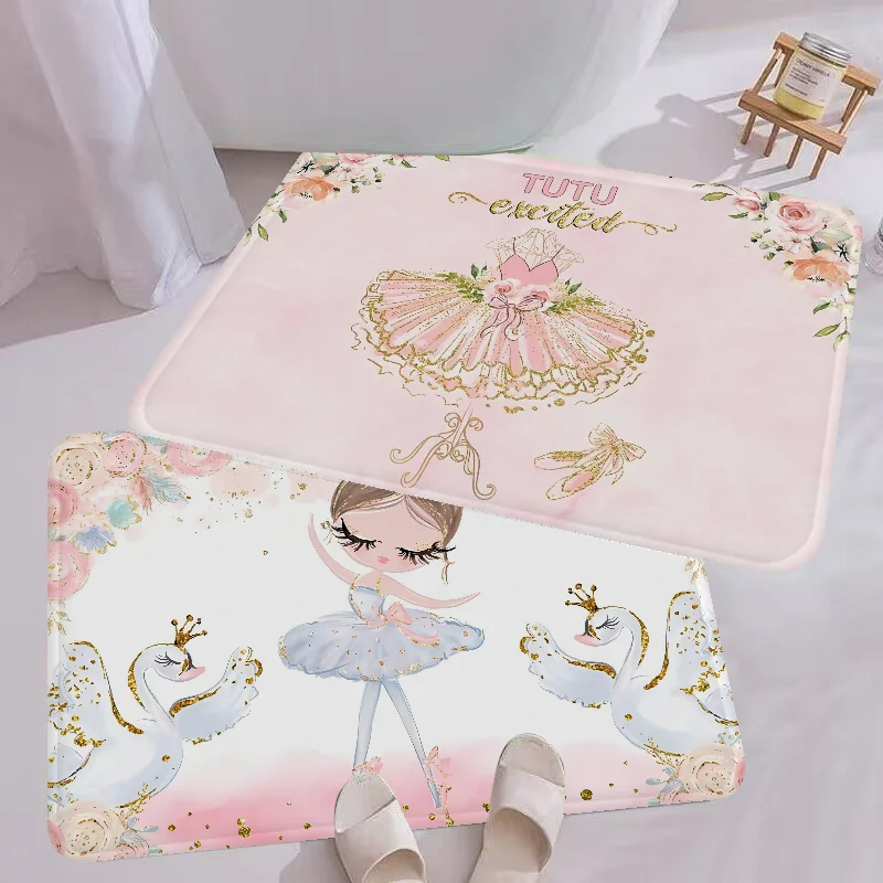 Cute Ballet Girl Ballerina Fairy Floor Mat Floor Carpet Kids Room Decoration  Anti-Slip Doormat Living Room Hotel Decor MatHome