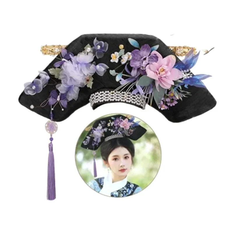 45x15cm qi tou cabelo cosplay para mulheres dinastia qing bela princesa estilos de cabelo fácil de usar retro fotografia festa headwear