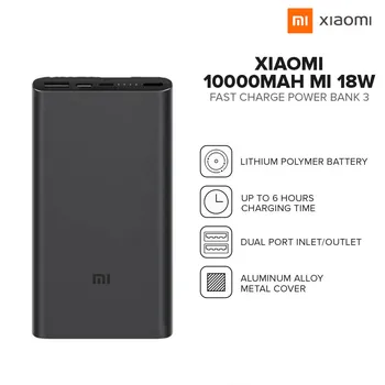 Xiaomi Power Bank 10000mAh PLM12ZM USB Type C QC3.0 18W Fast Charging 10000 Ultra-thin Portable Quick Charger Poverbank