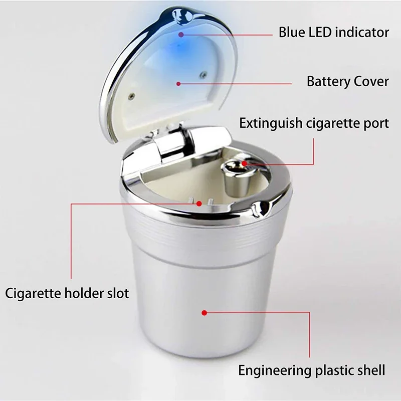 

Auto Accessories Car Ashtray with LED Light Cigarette Smoke Remover Car Ashtray Tray Container Trash Can Portable Storage Cup