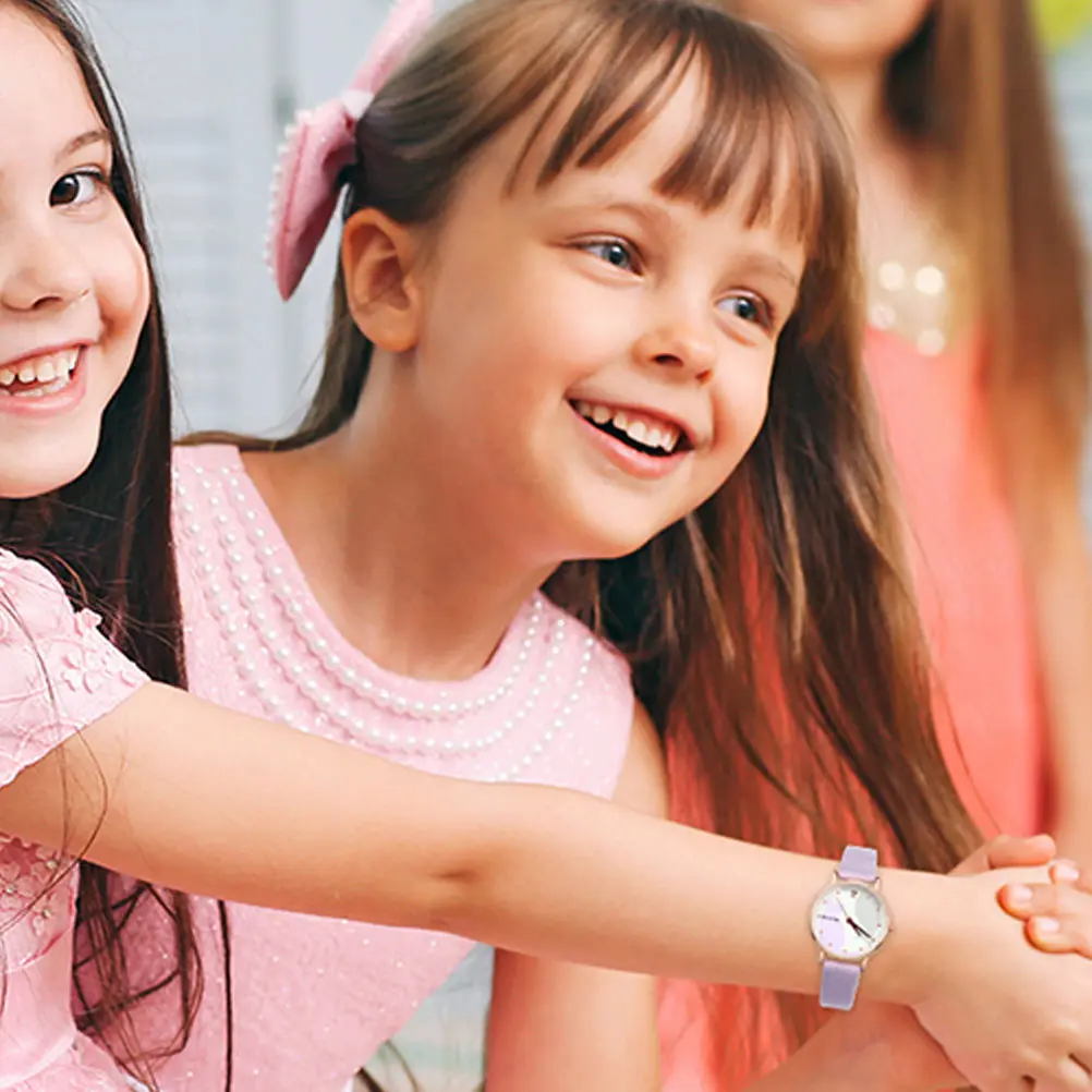 

2pcs Cartoon Kitten Quartz Watches For Girls Strap Wrist Watch Kids Gift Durable Eco-Friendly Cat Pattern Precise