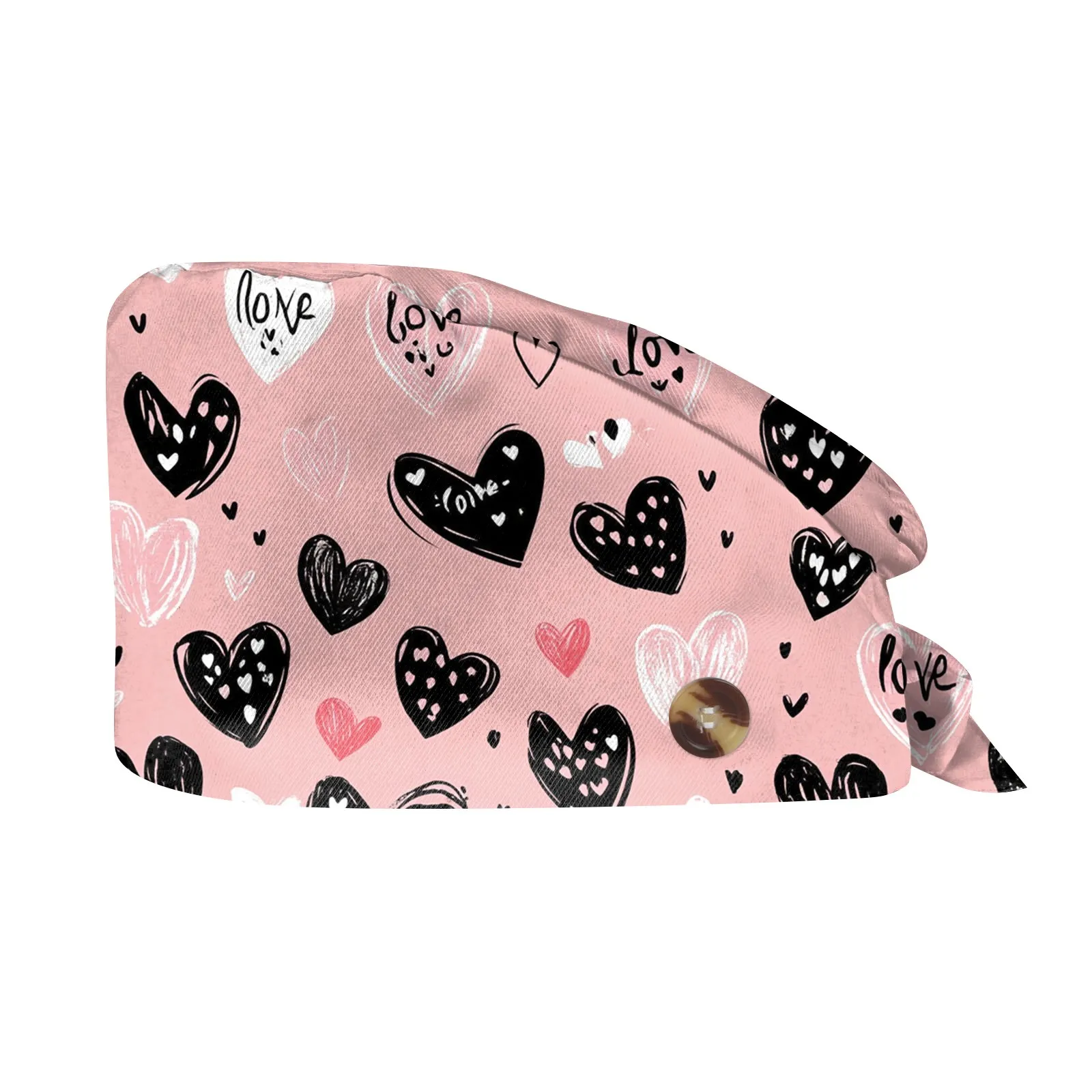 Valentine's Day Print Scrub Cap Nurse Hat Tieback Straps Veterinary Dentist Skullcap Head Wear Nurse Accessories