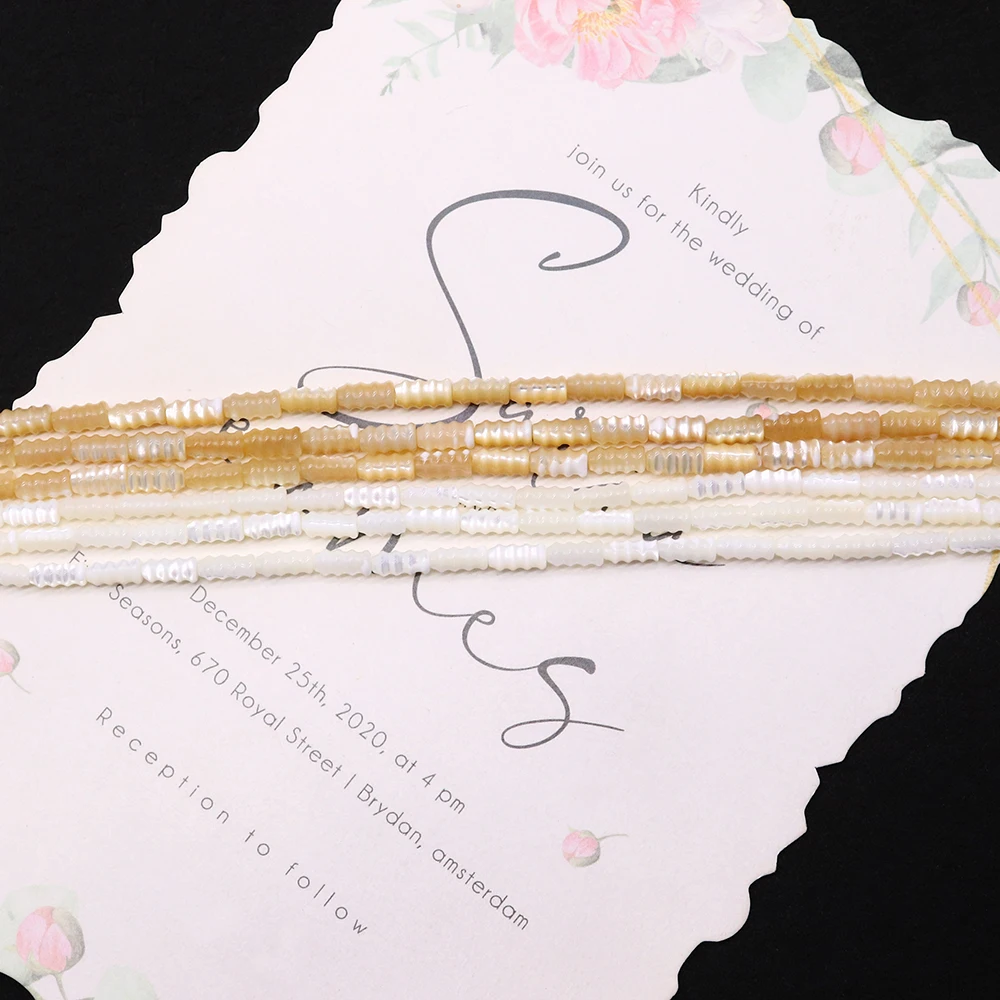 من المألوف قذيفة مياه البحر الطبيعية مصقول الخيوط ثقب مستقيم أنبوب دائري Trochus الخرز DIY المواد مجوهرات اكسسوارات #1