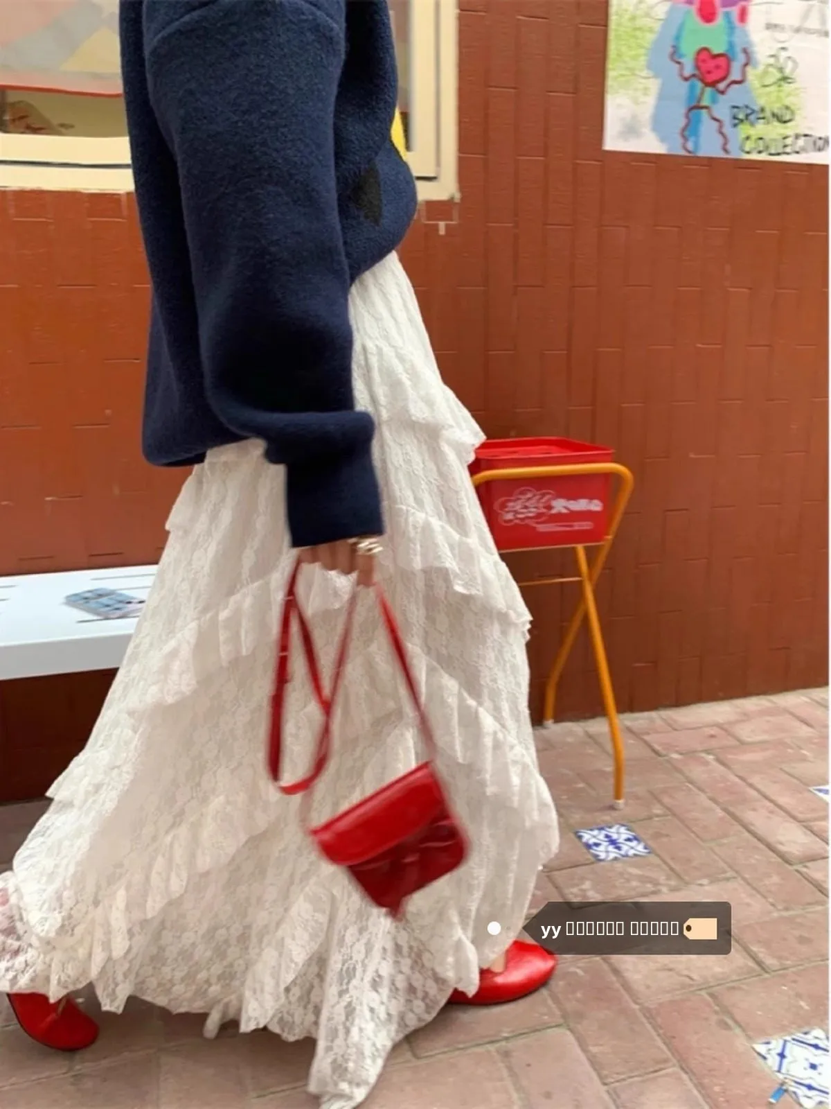 

Ретро лоскутная белая кружевная юбка в диагональную полоску, женская осенняя новая многослойная длинная юбка трапециевидной формы Me, юбка-торт