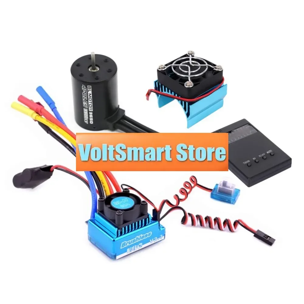 VoltSHSP RC Car Brushless Motor 3650 60A 120A ESC Programming Card Cooling Fan Kit For Remote Control Vehicle Accessories