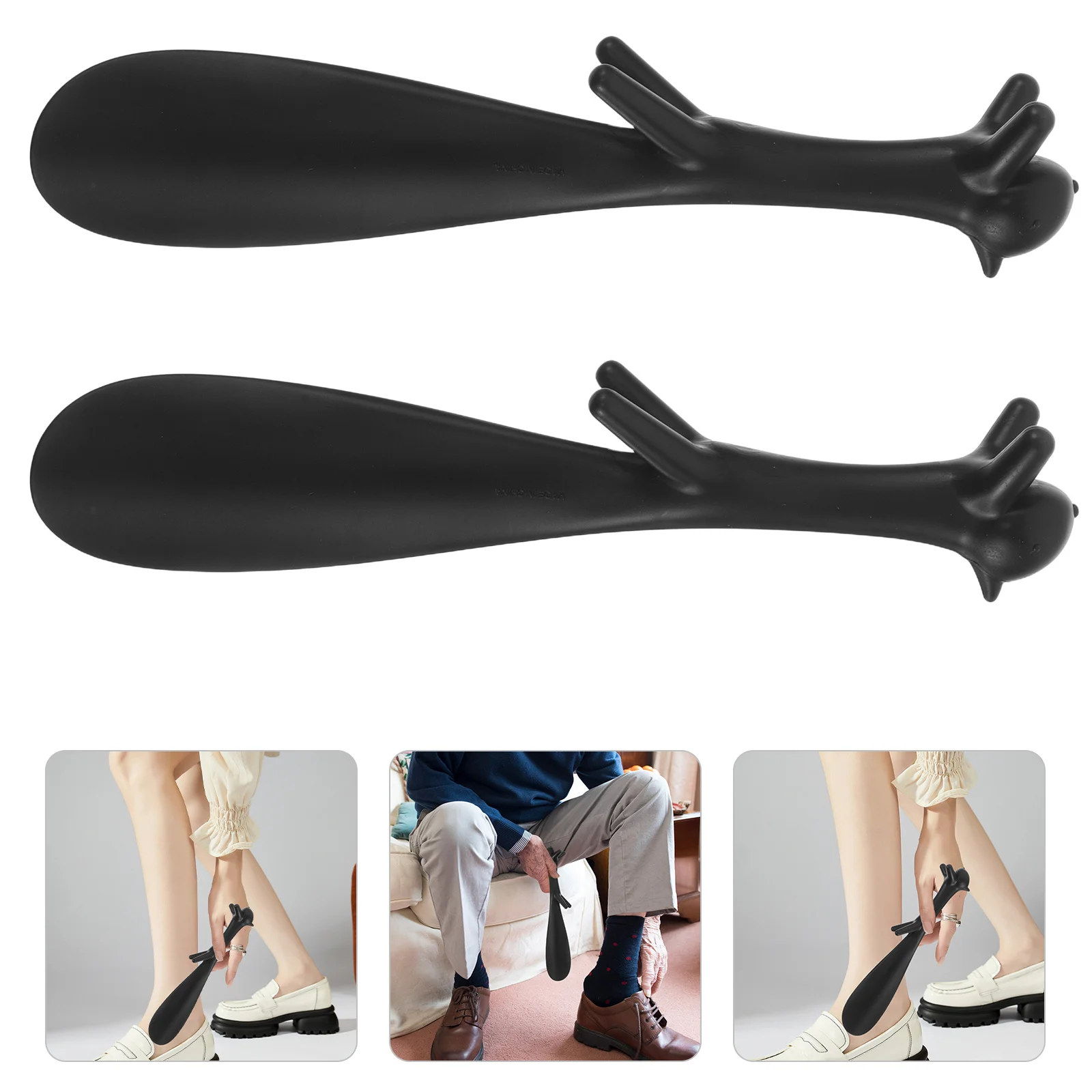 

2Pcs Portable Shoe Horn for Seniors - Shape Long Handle Plastic Shoe Helper Tool for Elderly Pregnant Women