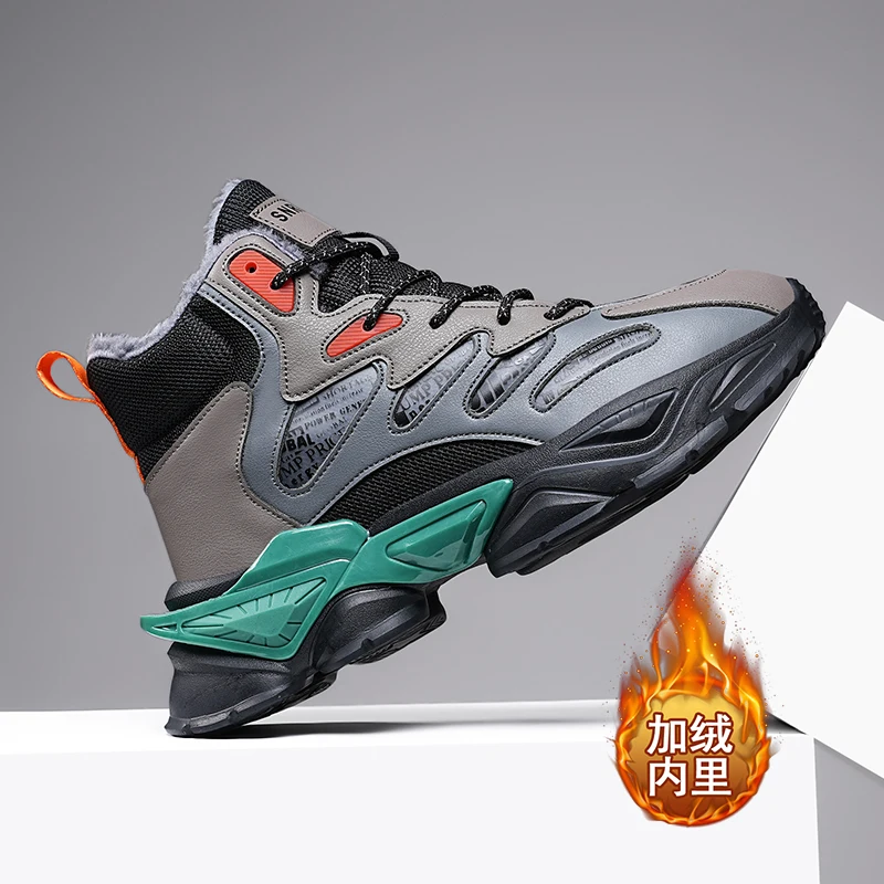 

Men's Winter Boots 2025 Warm Waterproof Non-Slip Plush Sneakers Shoes Male Winter Tenis Boots Comfortable Slip-On Plush Lined