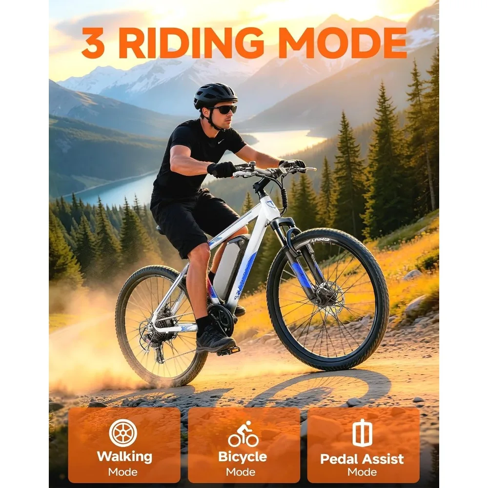 Adult Lightweight Victor 26" Mountain Electric Bike, Peak 1000W Motor, Removable 10.4Ah/7.8Ah Battery, Custom