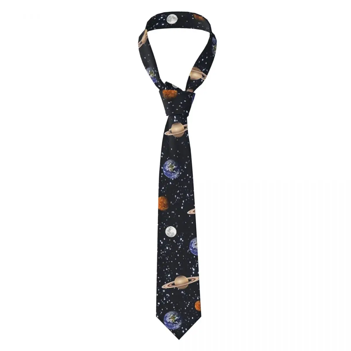 Solar System Space Planets Universe Necktie for Men Silk Polyester Slim Neck Ties Party Accessories Tie Classic Gravatas