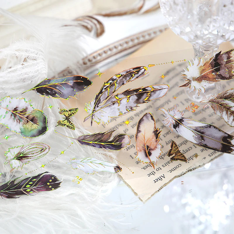 3 قطعة/المجموعة Kawaii ريشة اليعسوب الطيور قنديل البحر ملصق مزخرفة حزمة سكرابوكينغ المواد التسمية دفتر يوميات مخطط #6